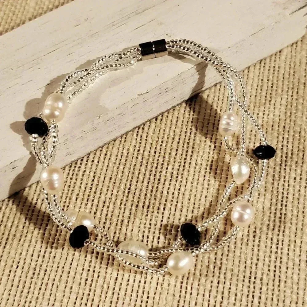 Freshwater Pearl Austrian Crystal Twist Bracelet